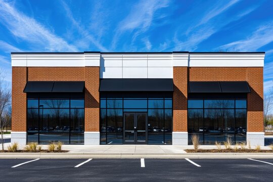 Modern Commercial Building with Blue Architecture in Urban Setting