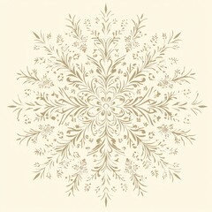 Fototapeta premium abstract beige snow damask pattern with intricate symmetrical design, for luxurious commercial wallpaper and holiday card background, timeless and classic aesthetic