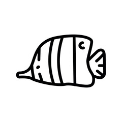 Butterflyfish (Paraurephanus) fish color line icon. Tropical fish