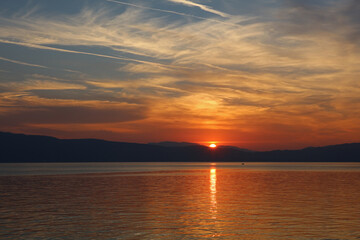 Sunset over Lake Ohrid in North Macedonia