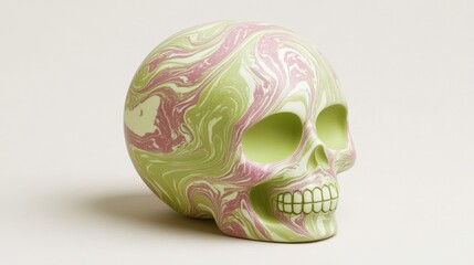 Fototapeta premium Creative art skull sculpture modern studio decorative object minimalist environment close-up view unique design