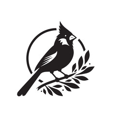 silhouette of a cardinal bird on white