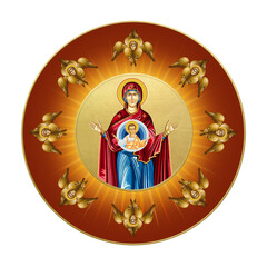 Christian traditional image of the Unbreakable Wall. Greek Easter medallion in Byzantine style isolated