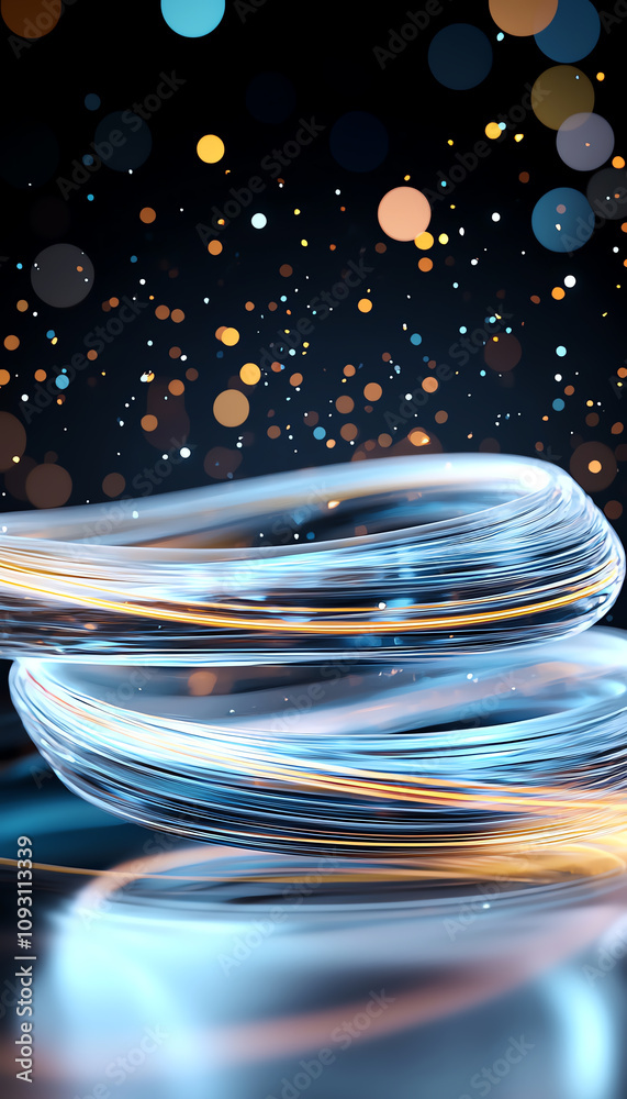 Poster dynamic light trails and bokeh abstract art digital photography studio setting close-up perspective 