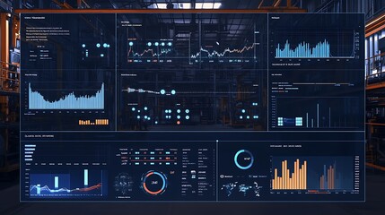Obraz premium Dashboard showing data analytics improving manufacturing efficiency 