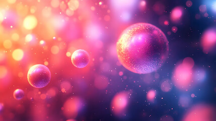 Abstract Background - Pink and Purple Bokeh with 3D Spheres