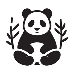 Minimal Panda illustration silhouette Vector SH