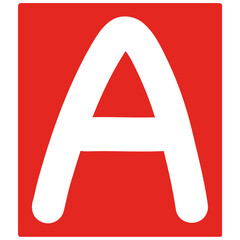 white letter a red rectangle background