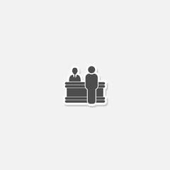 Reception desk icon sticker isolated on gray background