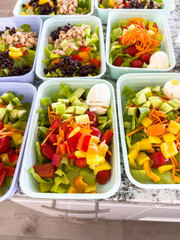 Meal Prep with Colorful Salads in Containers