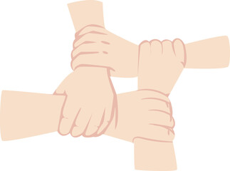 Four Hands Holding Wrists in Circular Unity Illustration