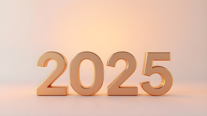  Happy New Year 2025 Designs.on pastel background.Gold text.2025 Happy New Year.3d Illustration.