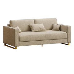 A tan couch with pillows on it