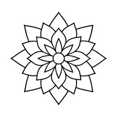 Monochrome ethnic mandala design. Anti-stress coloring page for adults. Hand drawn black and white vector illustration