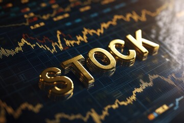 Fototapeta premium 3D STOCK text with vibrant financial chart patterns