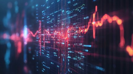 Glowing Neural Network Analyzing Historical Data for Predictive AI Powered Investment Strategies