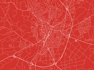 Christmas Map of Lingen, Germany in Snowy White on Festive Red Background.