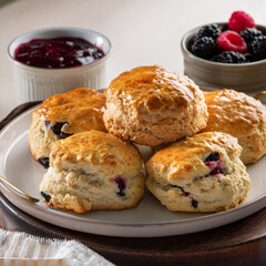 a plate of Scones. Traditional British baked good.