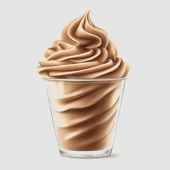 Delicious Soft Serve Chocolate Ice Cream in a Transparent Cup Perfect for Summer Treats and Dessert Lovers Enjoying a Creamy Indulgence
