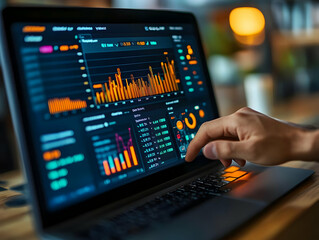 Photo Stock Market Analysis on Laptop with Charts