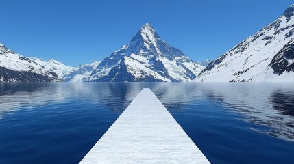 Tranquil Pathway to Serene Mountain Lake Nature Escape Scenic View Reflection Peaceful Concept