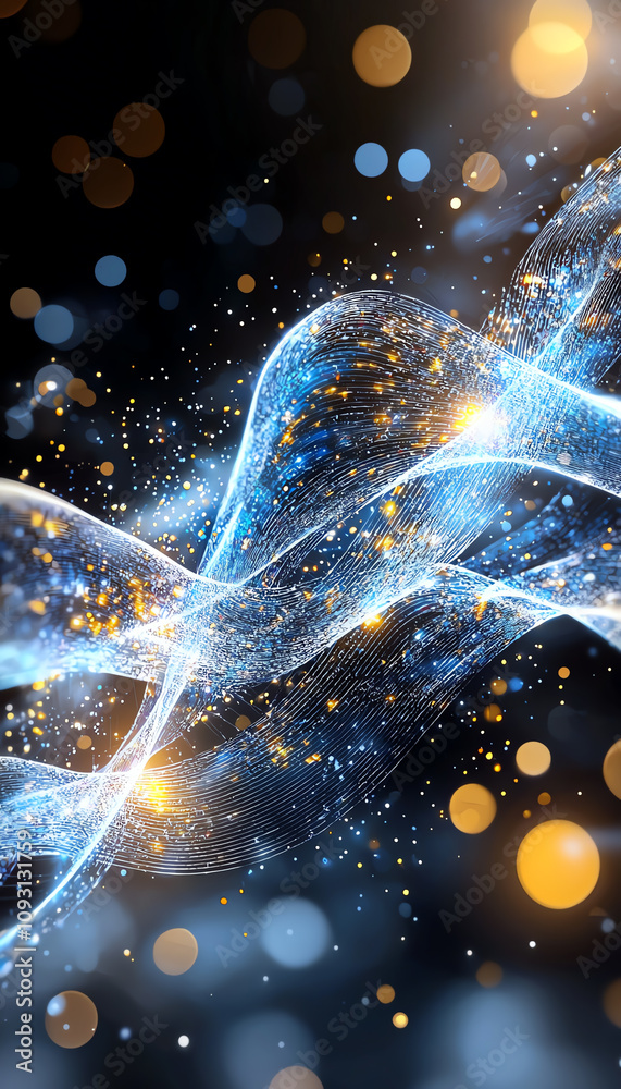 Poster dynamic light wave patterns digital abstract art visual design colorful environment close-up view ab