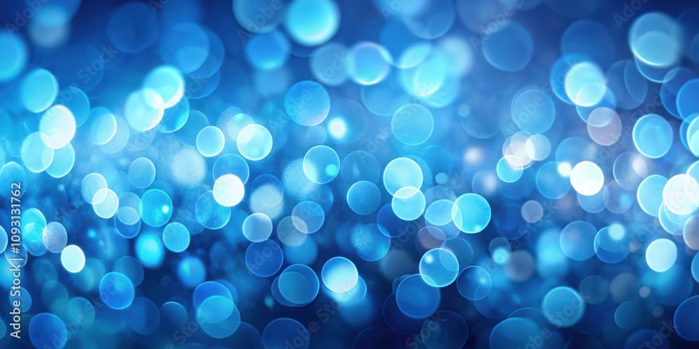 Poster abstract blue bokeh background with defocused lights and soft focus