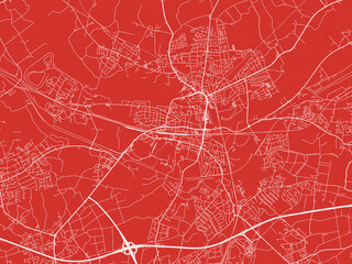 Christmas Map of Lunen, Germany in Snowy White on Festive Red Background.