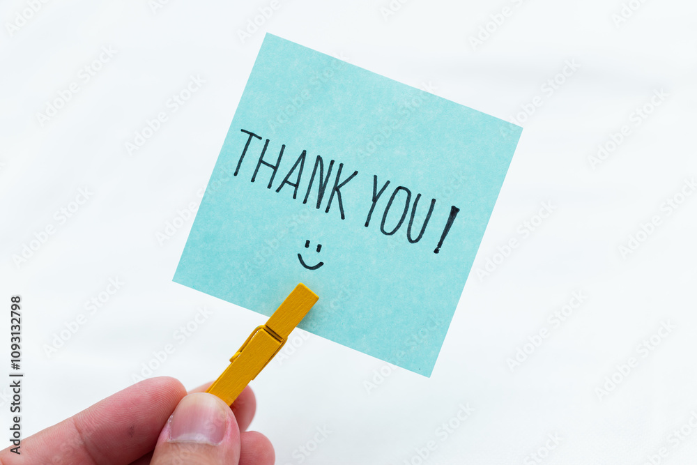 Poster Thank you gesture in business environment handheld note minimalist setting positive vibes gratitude concept for seo impact