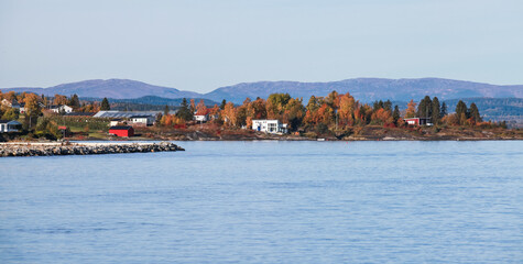 Fototapeta premium Coastal Norwegian landscape photography taken on a sunny day