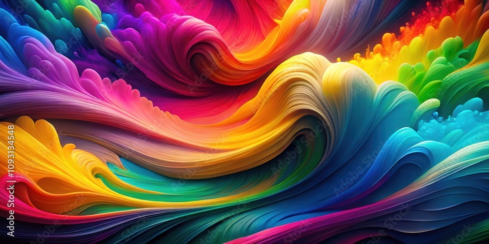 Aufkleber an abstract swirling symphony of vibrant colors, a mesmerizing dance of liquid hues creating a capti