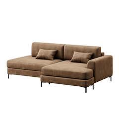 A brown couch with two pillows on it