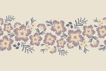 Pink flowers pattern vintage boho style vector illustration hand drawn. Floral ditsy hibiscus pattern minimal design for fabric print background border. © Wita Pixs