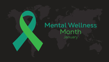 Mental Wellness Month observed each year during January. Healthcare Medical Awareness concept. Vector template for banner, greeting card, poster with background.