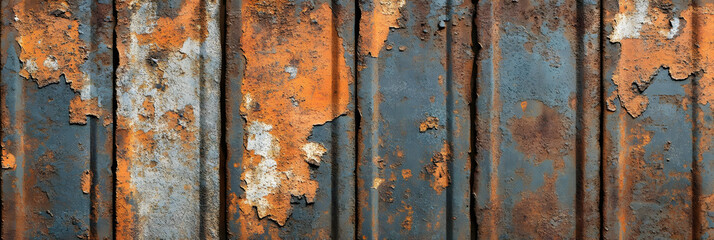 Photo Rusty Metal Texture, Orange and Grey Peeling Paint