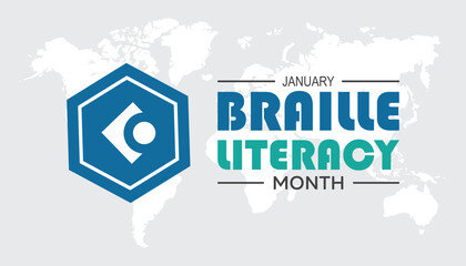 Obraz premium National Braille Literacy Month observed each year during January. Healthcare Medical Awareness concept. Vector template for banner, greeting card, poster with background.