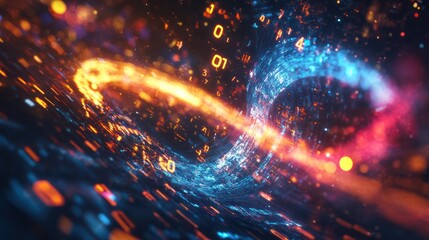 A vibrant digital representation of data flow, symbolizing infinite possibilities in technology.