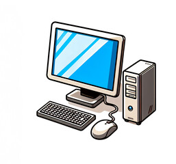 Fototapeta premium Isolated vector illustration of computer hardware set on white background.