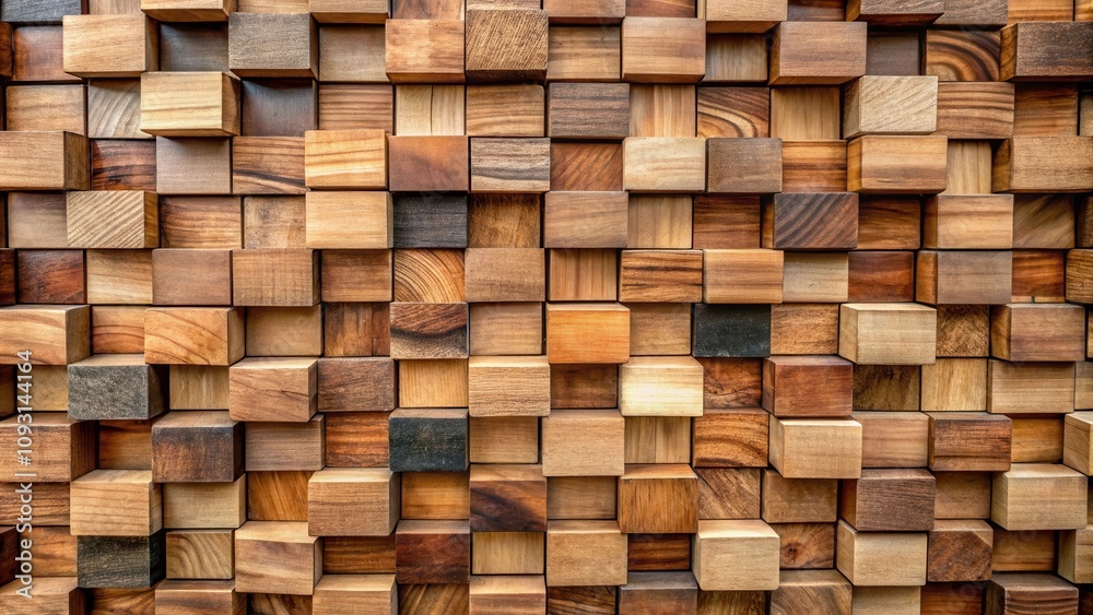 Poster a seamless pattern of stacked wooden blocks, showcasing an intricate display of natural wood grain v