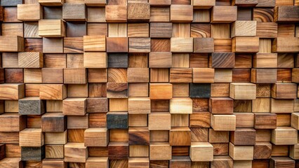 Fototapeta premium A seamless pattern of stacked wooden blocks, showcasing an intricate display of natural wood grain variations and colors.