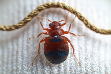 glitch,  Bed bug on the human body in a macro , isolated on white background,  , copy space, copy space for text,