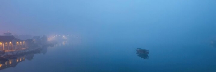 Fototapeta premium Serene foggy scene of Yangsuri River in Seoul Korea, outdoor, nature