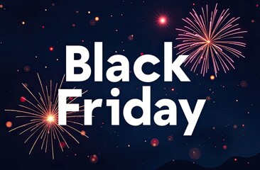 Celebrating Black Friday with colorful fireworks in the night sky