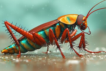 glitch,  microscopy of cockroach face electron microscopy, closeup, , isolated on white background,  , copy space, copy space for text,