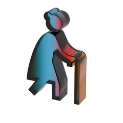 3D Gradient Elderly Woman symbol icons