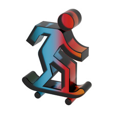 3D Gradient Skateboarding symbol icons