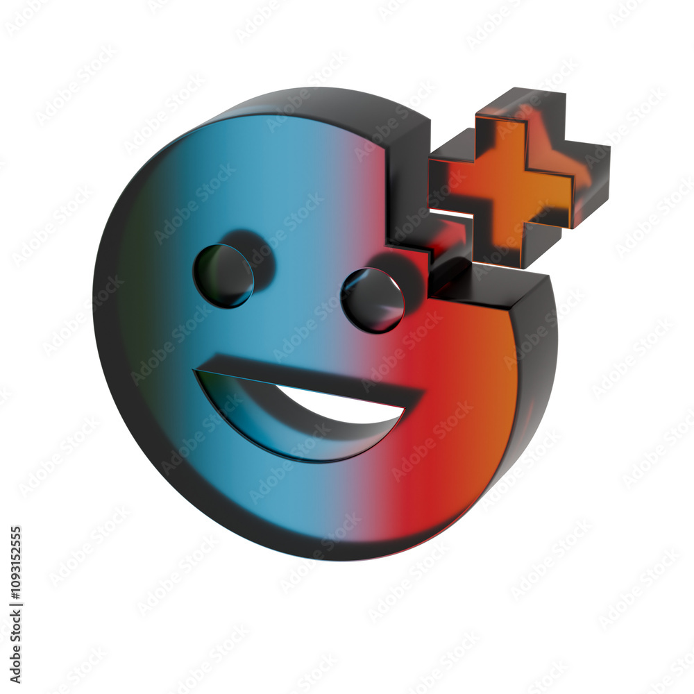 Poster 3D Gradient Add Reaction symbol icons