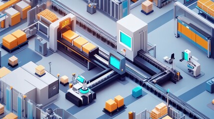 Obraz premium Fully automated production line with IoT-connected devices