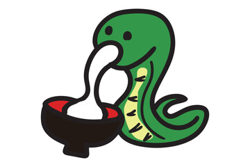 正月にお餅を食べる蛇