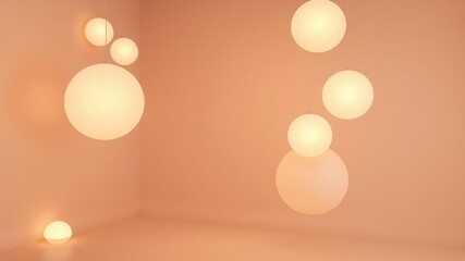 Softly glowing rounded forms in soothing muted hues suspended in a serene environment, watercolor painting, soft light, calming effect